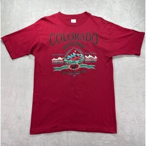Vintage Colorado Breckenridge Graphic Shirt Mens Large Maroon Prairie Mountain